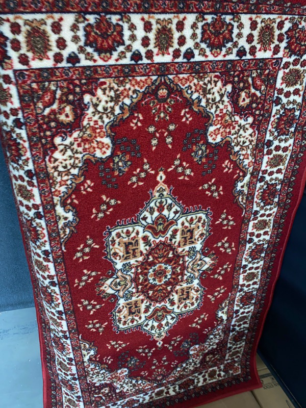 Photo 1 of Antep Rugs Alfombras Oriental Traditional 3x5 Non-Skid (Non-Slip) Low Profile Pile Rubber Backing Indoor Area Rugs (Maroon, 3' x 5')
