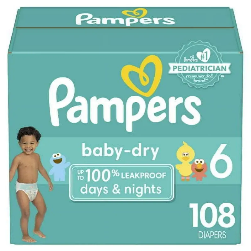 Photo 1 of Pampers Baby-Dry Diapers Size 6, 108 Count
