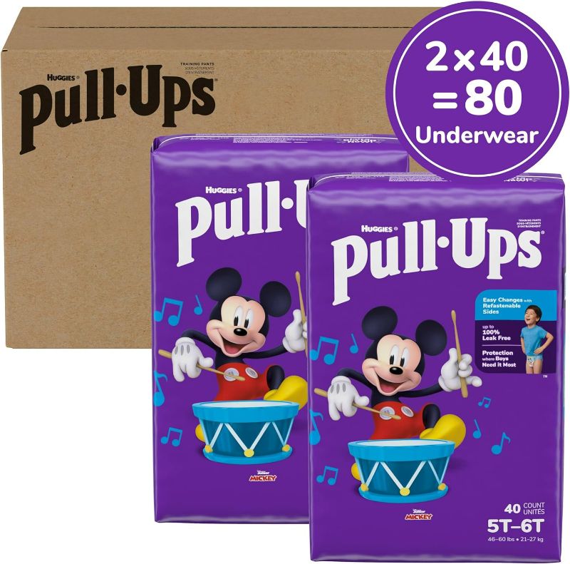 Photo 1 of Pull-Ups Boys' Potty Training Pants, 5T-6T (46+ lbs), 80 Count (2 Packs of 40)
