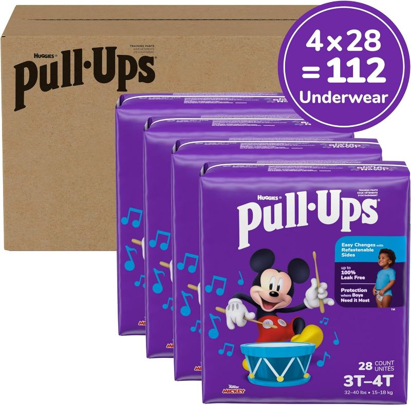 Photo 1 of Pull-Ups Boys' Potty Training Pants, 3T-4T (32-40 lbs), 112 Count (4 Packs of 28)
