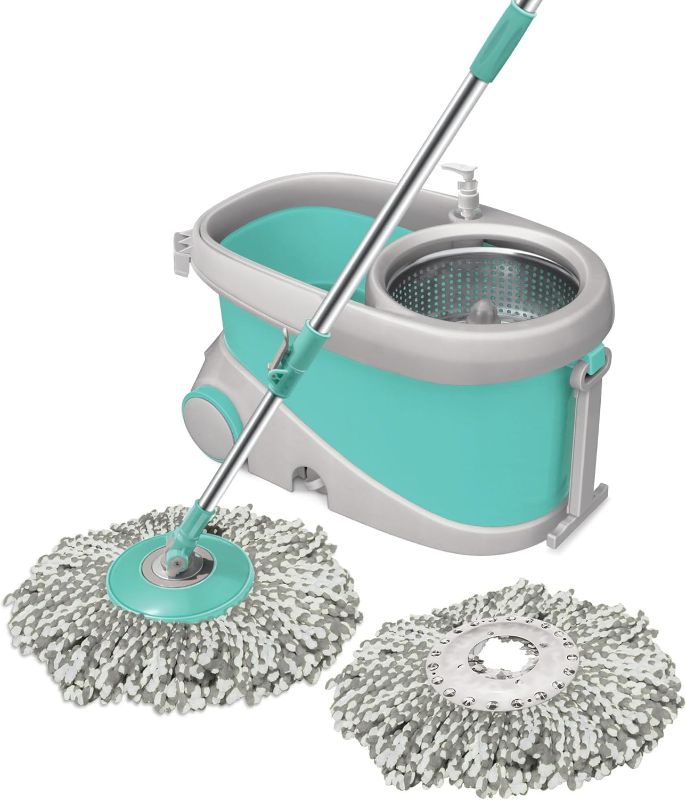 Photo 1 of Spotzero by Milton Prime Spin Mop | Portable Mop Bucket with Wringer on Wheels | 360º Spin Mop and Bucket System with MicroFiber Technology | Height Adjustable Handle | Kitchen Mop Floor Cleaning
