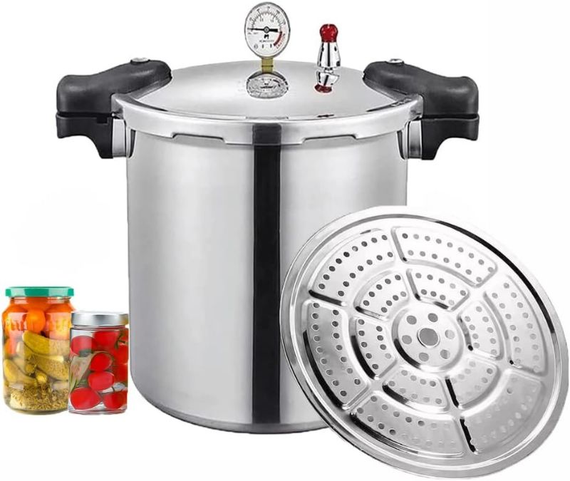 Photo 1 of 25 Quart Pressure Canner Cooker & Induction Compatible Built-in luxury digital pressure gauge With 1 steaming tray & Pressure release 13 PSI (+/- 5 Percent) Delivery from US
