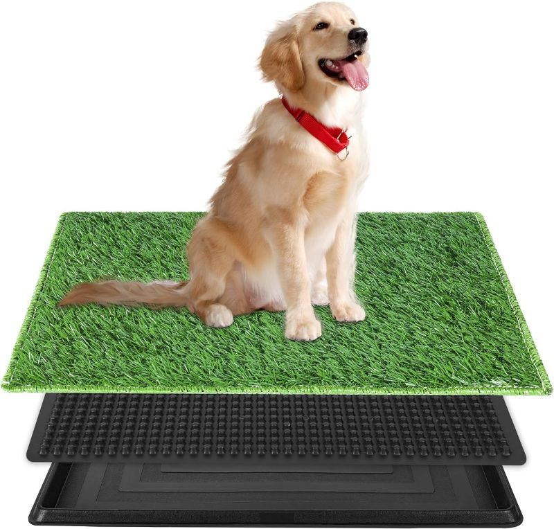 Photo 1 of Dog  Pee Pad with Tray, 25”x 20” Indoor Dog Potty Grass Pad, Reusable Washable Artificial Grass for Dogs, Perfect Potty Training Dog Litter Box for Indoor Outdoor