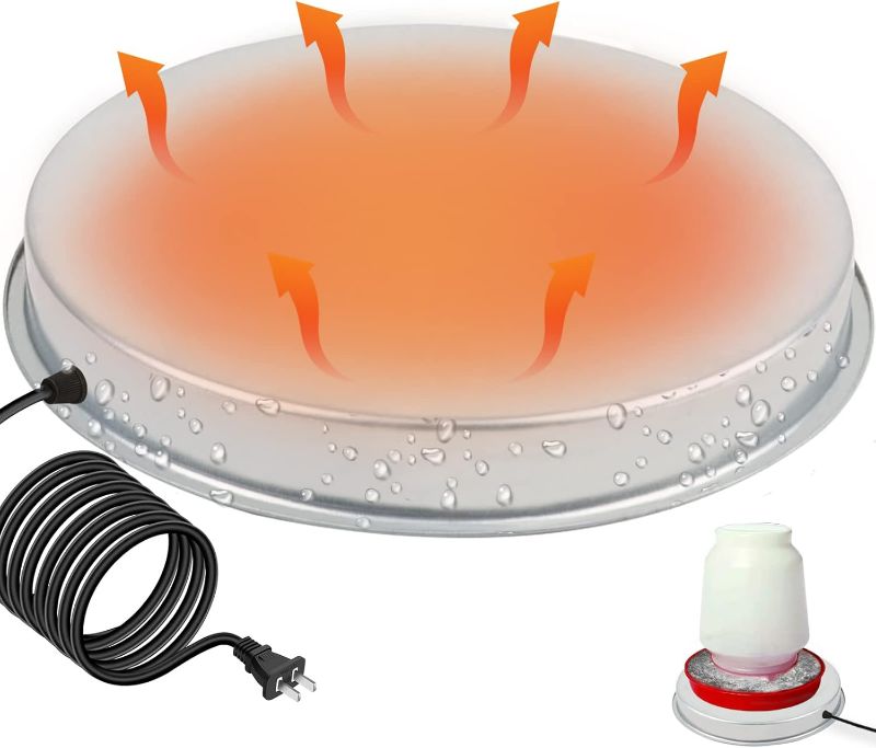 Photo 1 of VORA Chicken Water Heater for Winter, Poultry Waterer Drinker Heated Base, Chicken Coop Warmer Prevents Water Freezing, 125 Watts Farms Deicer