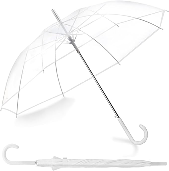 Photo 1 of Liberty Imports Large Clear Umbrella, Rain Windproof Transparent Auto Open Stick Umbrella for Photo Prop Weddings Travel Outdoor Events
