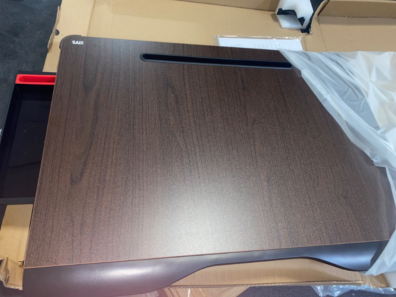 Photo 1 of Laptop Desk for Bed, SAIJI XX-Large Foldable Bed Tray Table for Eating Breakfast, Writing, Working, Gaming, Drawing with Storage Drawer, Handrest Bookstand, Tablet Stand, Phone Stand(Black Cherry)
