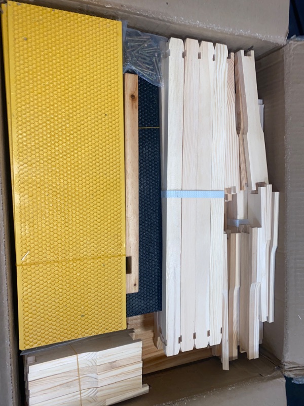 Photo 2 of 10-Frame Bee Hive Complete Beehive Kit Beeswax Coated Beehive Include Frames and Foundation Sheets for All Beekeeping Levels (2 Deep & 1 Medium Bee Boxes)
