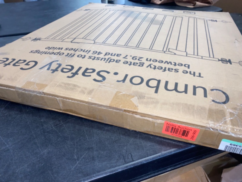 Photo 2 of Cumbor 29.7-46" Baby Gate for Stairs, Mom's Choice Awards Winner-Auto Close Dog Gate for the House, Easy Install Pressure Mounted Pet Gates for Doorways, Easy Walk Thru Wide Safety Gate for Dog, Black Black 29.7-46" W x 30.5" H