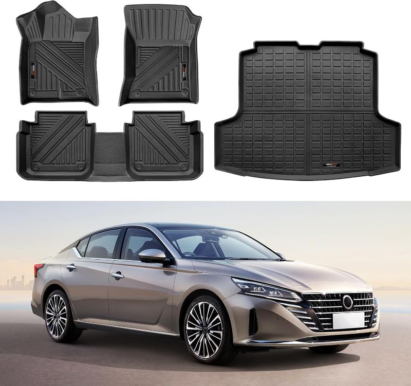 Photo 1 of Floor Mats & Cargo Trunk Liner Set Compatible for Nissan Altima 2019 2020 2021 2022 2023 2024 Accessories All Weather TPE Rubber Mat
