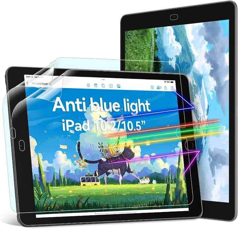 Photo 1 of [2 Pack] Anti Blue Light Screen Protector Compatible with iPad 9/8/7 Generation (10.2-Inch, 2021/2020/2019 Model), Anti Glare iPad Matte 10.2 Screen...