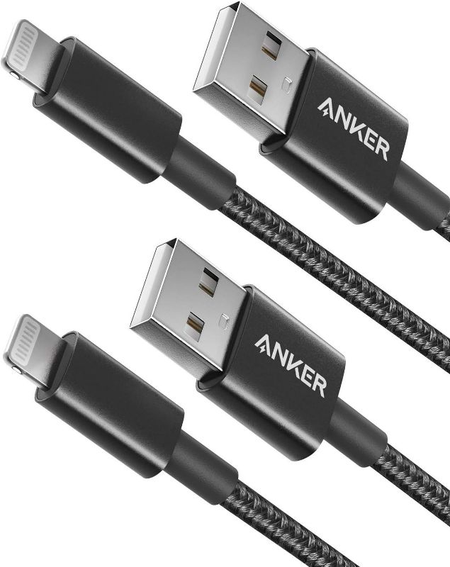 Photo 1 of Anker iPhone Charger Cable, (2-Pack) 6ft, Premium Nylon USB-A to Lightning Cable, MFi Certified Cable for iPhone SE/Xs/XS Max/XR/X/8 Plus/7/6 Plus, iPad, and More.