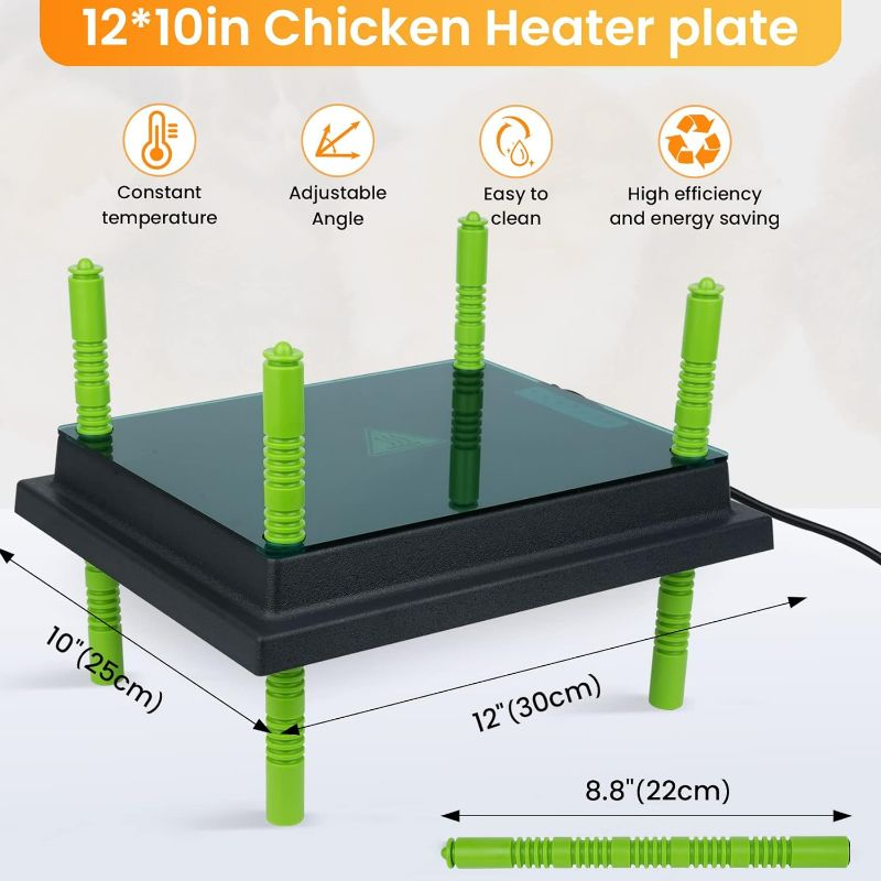 Photo 2 of Chick Brooder Heating Plate : Brooder Heater for Chicks with Easy - Cleaning Plate, Poultry Coop Heater Chicks Warmer 12”x 10”for 20 Chicks, Adjustable Height Brooding Heater, 15 Watts, Safe