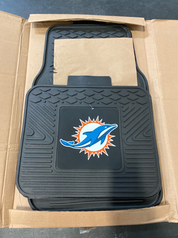 Photo 2 of Fanmats Miami Dolphins Set of 4 Car Mats for Cars, SUV, Pickups - All Weather Technology Protection, Deep Reservoir design, Universal Fit - 3D NFL Team logo - 29” x 17” Front - 14” x 17” Rear Mat
