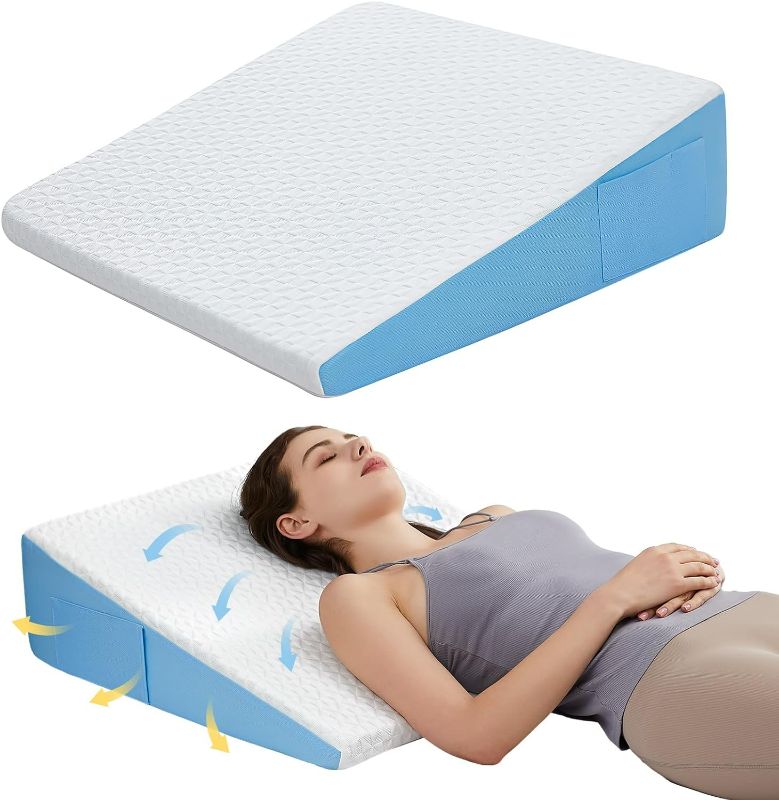 Photo 1 of 7.5" Wedge Pillow for Sleeping: Bed Wedge After Surgery, Cooling Memory Foam Pillow for Back Support and Leg Elevation, Triangle Pillow for Acid Reflux & Heartburn & GERD & Snoring
