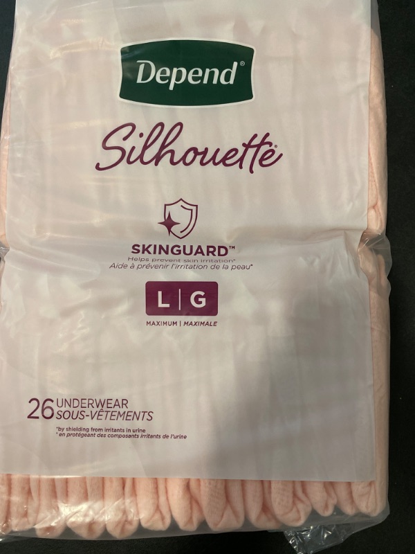 Photo 2 of Depend Silhouette Adult Incontinence & Postpartum Bladder Leak Underwear for Women, Maximum Absorbency, Large, Pink, 52 Count (2 Packs of 26), Packaging May Vary