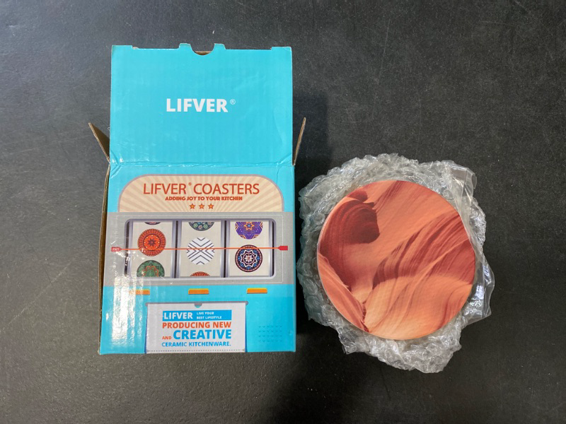 Photo 1 of LIFVER Drink Coasters with Holder, Absorbent Coaster Sets of 6, Marble Style Ceramic Drink Coaster for Tabletop Protection,Suitable for Kinds of Cups, Wooden Table, Cool Home Decor, 4 Inches
