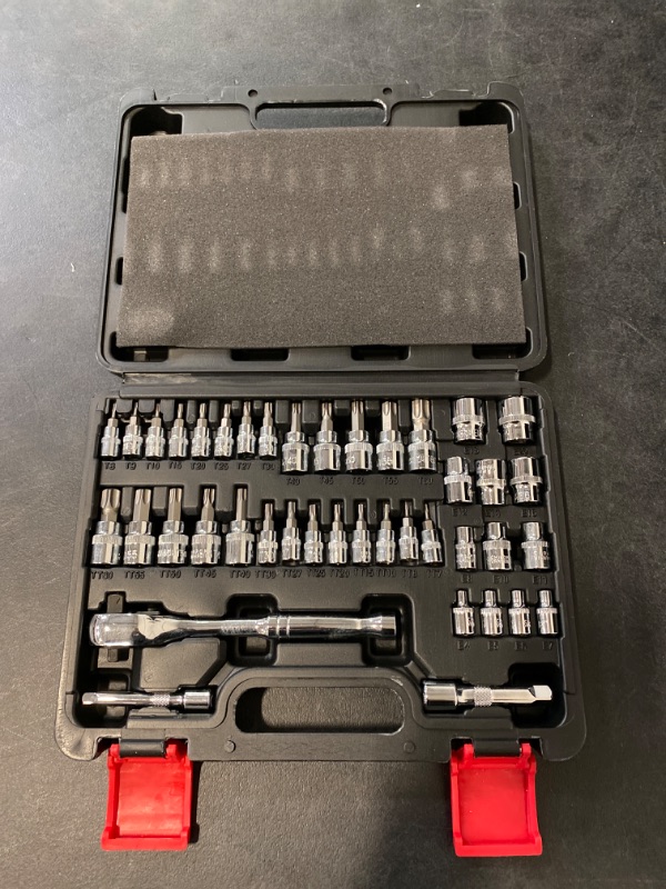 Photo 2 of 42 pc 1/4 and 3/8" Drive Bit and Torx Hex Allen Bit Socket Wrench Ratchet Set
