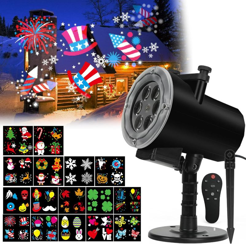 Photo 1 of Christmas LED Projector Lights,Holiday Lights Projector,Halloween Projector Lights Outdoor with 16 Slides,Waterproof IP65 Landscape Lamp Projector (missing remote) 
