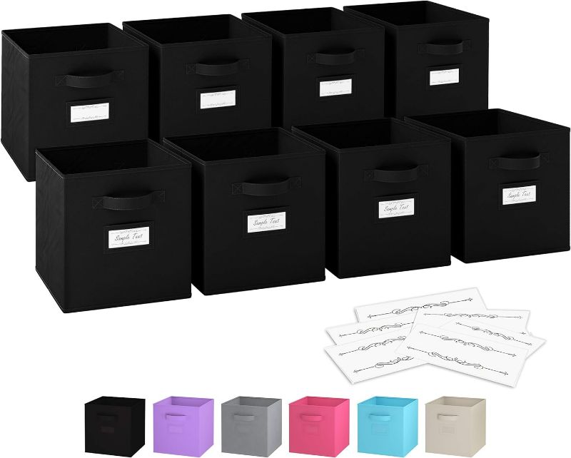 Photo 1 of Fabric Storage Cubes for Cube Storage Organizer - 6 Pack Heavy Duty Black Storage Bins With Labels - 11 Inch Cube Storage Bin, Use As Clothes Storage Baskets For Shelves Or Closet Storage Organizer
