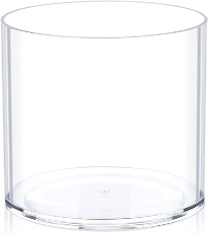 Photo 1 of Flower Clear Vase Centerpiece for Home, Wedding Party, Plastic Clear Cylinder Wide Vase for Flowers, Decorative Wide Mouth Vase for Decor, Centerpieces, 6” × 6" Opening Round