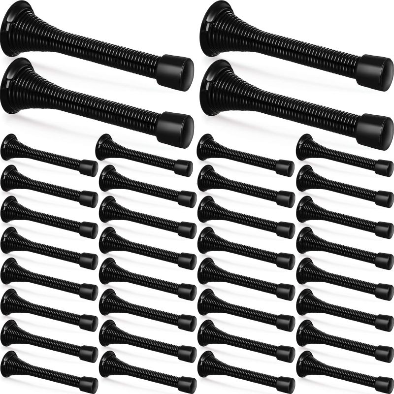 Photo 1 of Chumia 30 Pieces Spring Door Stopper with Rubber Bumper Flexible Spring Heavy Duty Wall Door Stop for Home Offices Schools(Matte Black)