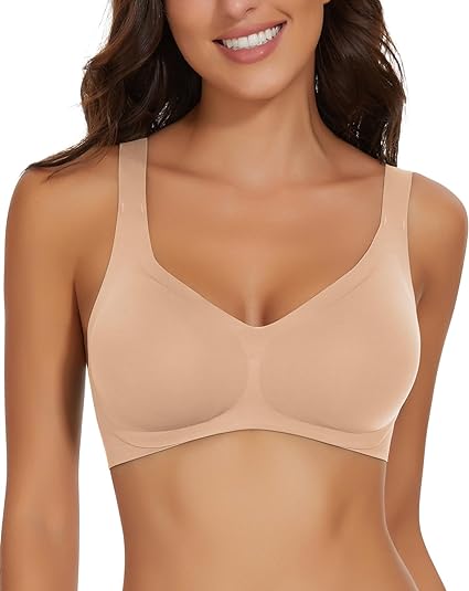 Photo 1 of (XXL) WOWENY Seamless Wireless Bra for Women Support Push Up Bra Soft Bralettes No Underwire V Neck Adjustable Padded Everyday Bra Size XXL