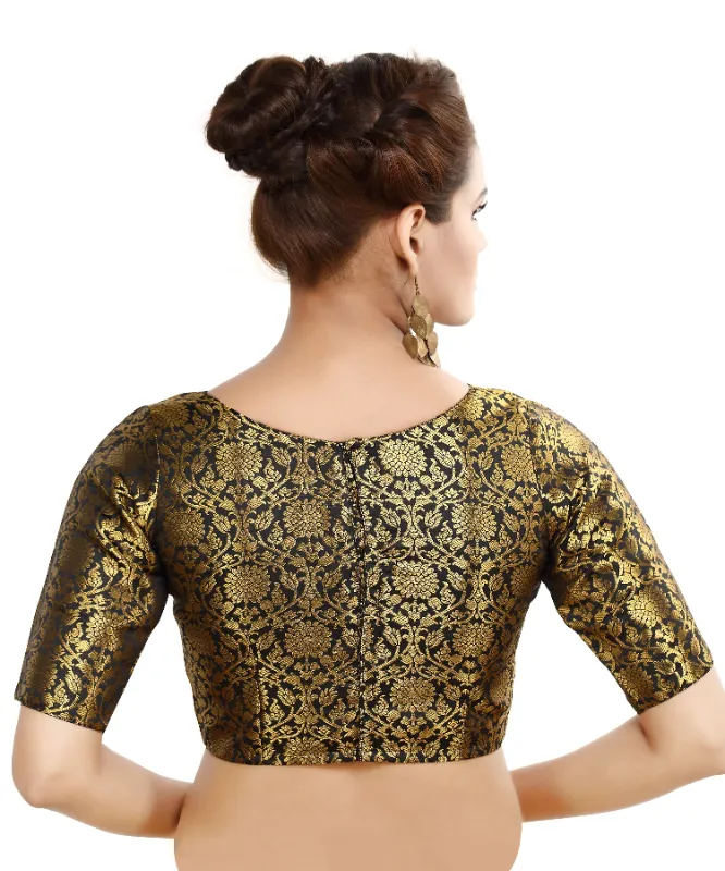 Photo 3 of  Size 32 XS / Small Women's Traditional Benaras Brocade Readymade Stitched Saree Blouse - Madhu Fashion
