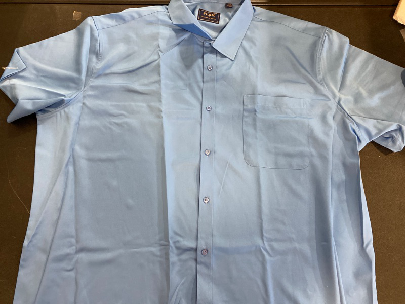 Photo 2 of (4X) Alimens & Gentle Mens Short Sleeve Dress Shirts Wrinkle Free Solid Casual Button Down Shirts with Pocket Size 4X