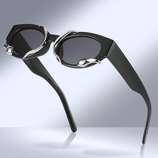 Photo 1 of Trendy Metal Snake Sunglasses for Women Men 2000s Fashion Retro Vintage Cateye Sunnie Y2K Glasses