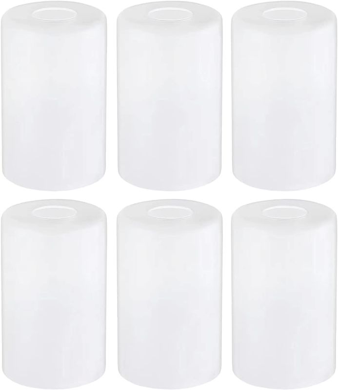 Photo 1 of 6-Pack White Frosted Glass Shade Covers, Elegant Glass Lamp Shade Replacements for Light Fixtures, 1-5/8-inch Fitter Cylinder Globe Glass Shades for Pendant Chandeliers Wall Sconces Bath Vanity Lights