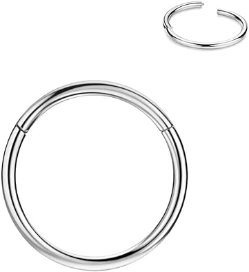 Photo 1 of FANSING 316l Surgical Steel Hinged Nose Rings Hoop 18G, Diameter 5mm to 22mm, Silver