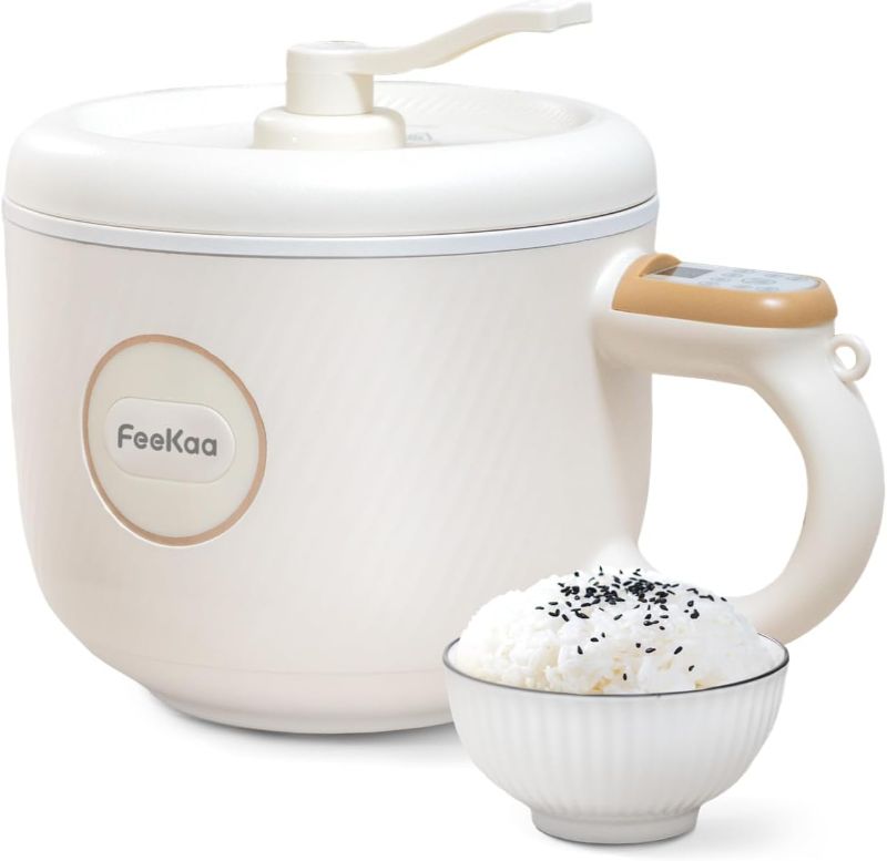 Photo 1 of Feekaa Rice Cooker, Poetable Rice Cooker Small 1.2L, Small Removable Electric Rice Cooker for 1-2 people, 6 Modes Rice Cooker for White Rice, Brown Rice, Stew, Ramen, Porridge, Hot Pot