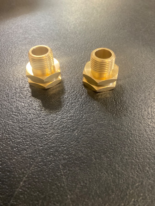 Photo 1 of Uenede 2PCS Brass Garden Hose Adapter 3/4"GHT Female to 1/2"NPT Male Thread Reducer Water Hose Nipple Reducing Convert Pipe Fittings Connector