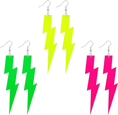 Photo 1 of Hicarer 3 Pairs 80s 90s Neon Earrings for Women Retro Pendant Acrylic Drop Dangle for 80's Outfit Glow Party Accessories