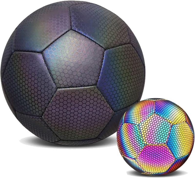 Photo 1 of BestAlice Glow in The Dark Soccer Ball, LED Light Up Soccer Ball Size 5, Luminous Soccer Ball for Night Games and Training, Bright Ball with Net Pocket Air Needle, Sports Gifts for Boys