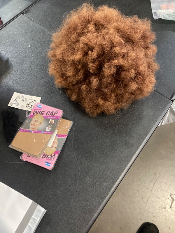 Photo 2 of G&T Wig 70s Afro Puff Mixed Brown Wigs for Black Women Glueless Wear and Go Wig Natural Looking Fluffy and Large Bouncy Afro Wigs for Daily Party Use