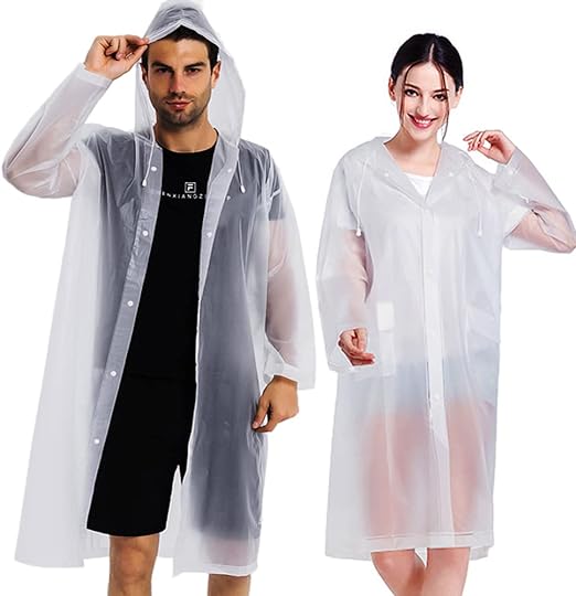 Photo 1 of Rain Coats (2 Pack) - Reusable EVA Rain Ponchos for Adults Rain Jackets Raincoats for Men Women