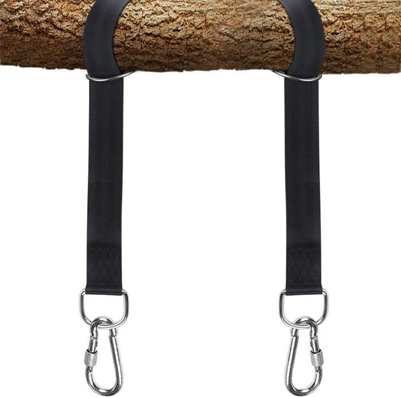 Photo 1 of Tree Swing Hanging Straps Kit Holds 2000 lbs,5ft Extra Long Strap with Safer Lock Snap Carabiner Hooks Perfect for Tree Swing & Hammocks,Carry Pouch Easy Fast Installation, Black