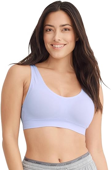 Photo 1 of Jockey Women's Bra Cotton Blend Seamfree Light Support Bralette, Wake Blue, L