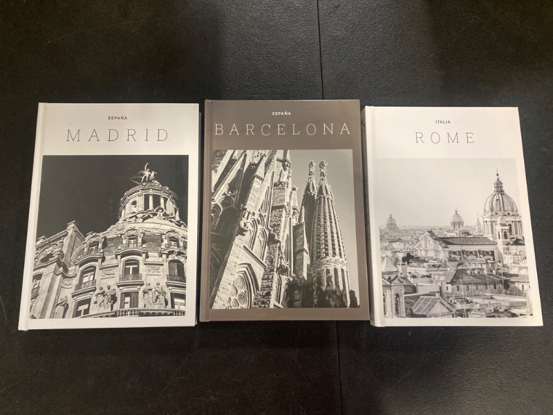 Photo 2 of Set of 3 XL Decorative Blank Book Set - Hardcover Books for Decoration - Great for Tabletops, Coffee Tables, and Bookshelves - Minimalist Home Decor - City Theme - Madrid, Rome, Barcelona