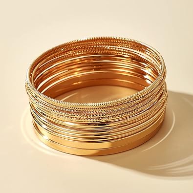 Photo 1 of FUTIMELY Stackable Gold Cuff Bracelets Bangle for Woemn,Boho Retro Grace Temperament Wide Face Bracelet Sets,Totem Embossing Love Charm Bracelet for Girls