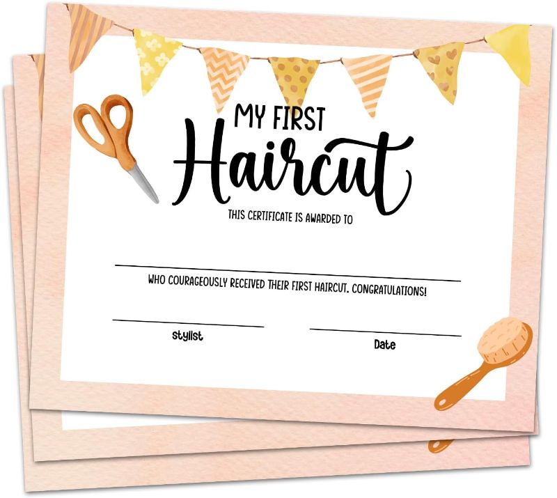 Photo 1 of 25 My First Haircut Certificate for Kids Baby First Haircut Keepsake Certificate Milestone Marker First Haircut Award for Kids Baby Girl Baby Hair Salon 8 x10 Inches - DH135