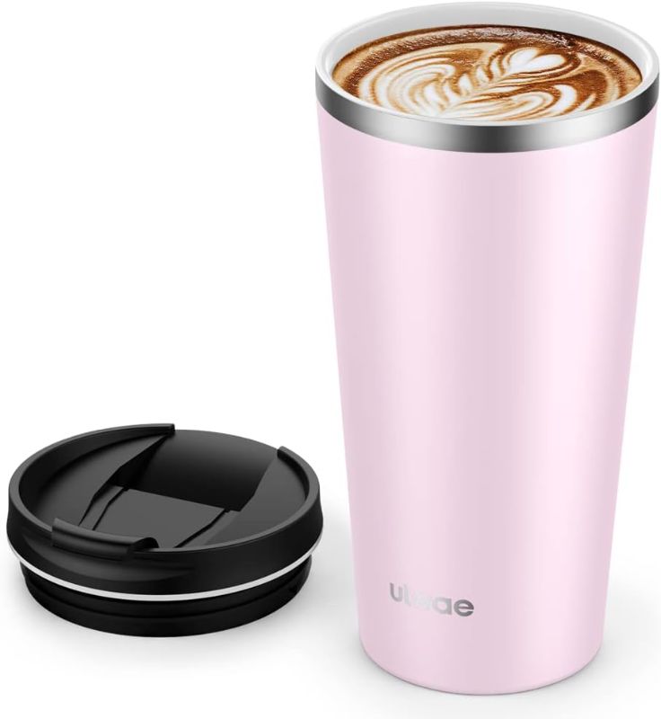 Photo 1 of Insulated Coffee Mug with Ceramic Coating, 18oz Travel Mug with Leak-proof Lid, Vacuum Double-wall Tumbler, Stainless Steel Thermal Cup for Tea, Hot Cocoa, Cold Beverage, Ice Drinks