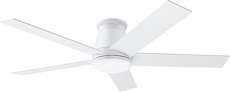 Photo 1 of wurzee 52'' Ceiling Fan with Light, White Flush Mount Ceiling Fan 6 Speeds DC Reversible Motor, Timing, Dimmable Ceiling Fan for Memory Function and Dimmable for Bedroom Kitchen Porch Patios