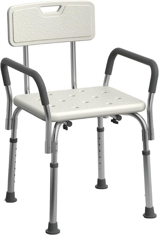 Photo 1 of Medline Shower Chair Seat with Padded Armrests and Back Heavy Duty Shower Chair for Bathtub Slip Resistant Shower Seat with Adjustable Height Shower Chair for Inside Shower with 350 lb Capacity
