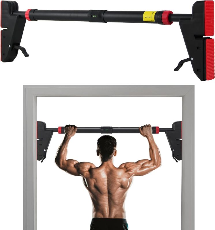 Photo 1 of FICTOR Door Pull Up Bar Built-in Level, Drill-Free Pullup Bar, Strength Training Equipment Adjustable 30''-37'' Width with Lock Mechanism 880 lb Max Load Non-slip Upper Body Workout
