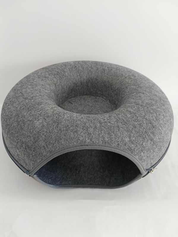 Photo 1 of kchwqy-Indoor cat House, Cat Bed, Large pet cat den, Detachable Felt, All-Season cat Bed, The cat Plays in The Tunnel Bed, Less Than 10kg cat Bed, Dark Grey