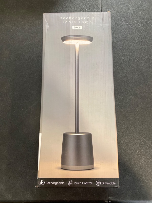 Photo 2 of CHOPDARK Black Cordless Rechargeable Table Lamp LED Portable Night Light 13.5 inch Desk Lamp Battery Operated Touch Sensor Tricolor Temperature Stepless Dimming
