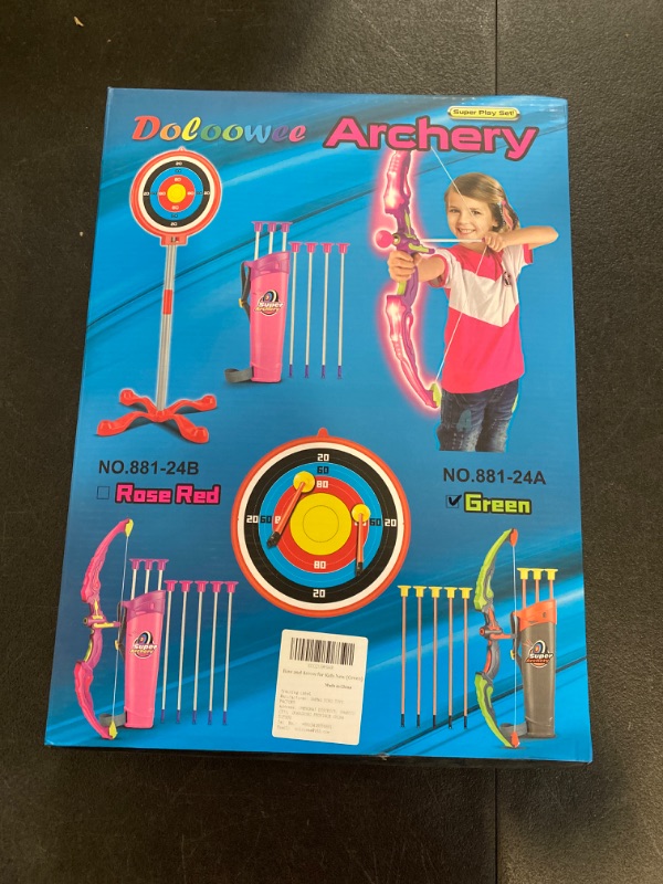 Photo 1 of Kids Archery Set with LED Flash Lights, Toy Bow and Arrow Set for 6-8 Years Old Boys, Includes Archery Bow, 6 Archery Arrows, Target, Quiver - Great for Youth Practice