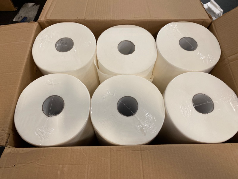 Photo 2 of Industrial Paper Towels 10 x 800 White Roll Towels High Capacity Premium Quality (TAD Fabric Cloth Like Texture) Fits Touchless Automatic Commercial Towel Dispenser (Packed 6 Rolls)